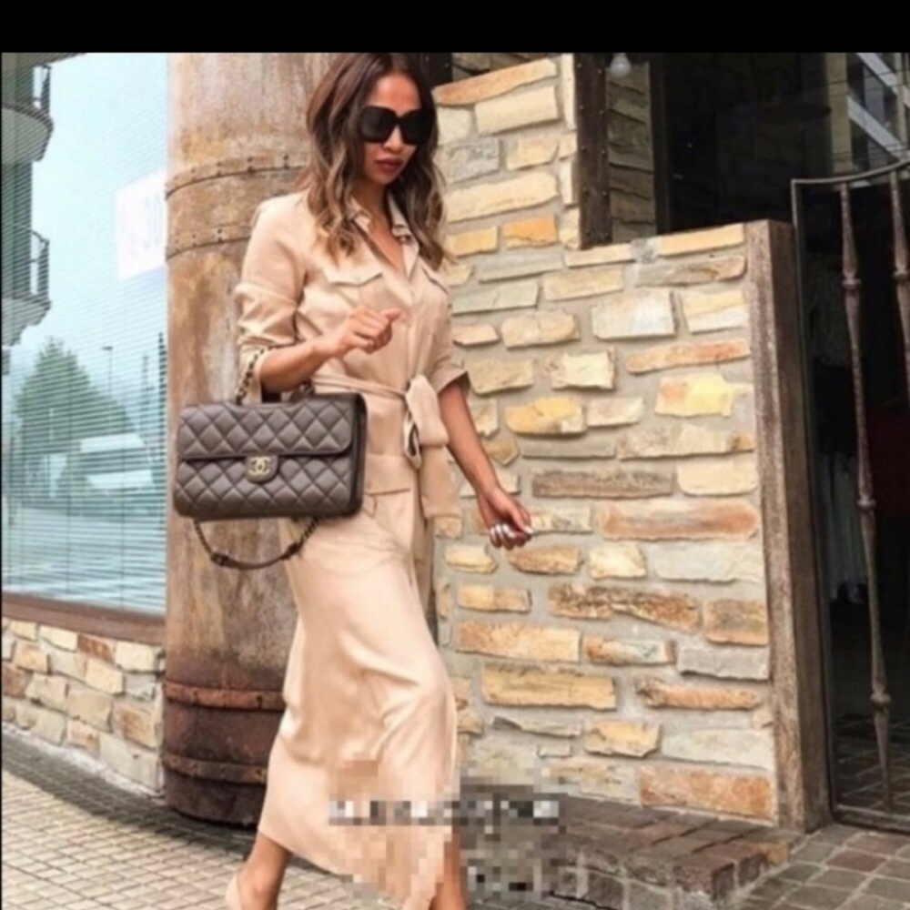 NWT Zara long belted dress L
